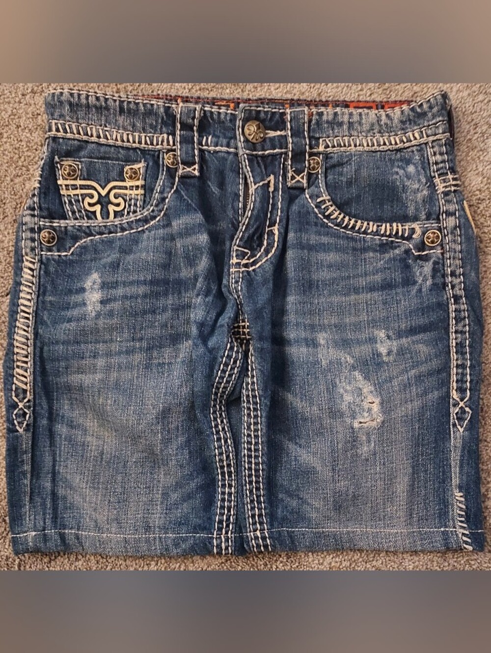 Rock Revival Distressed Men's Denim Shorts in Blue